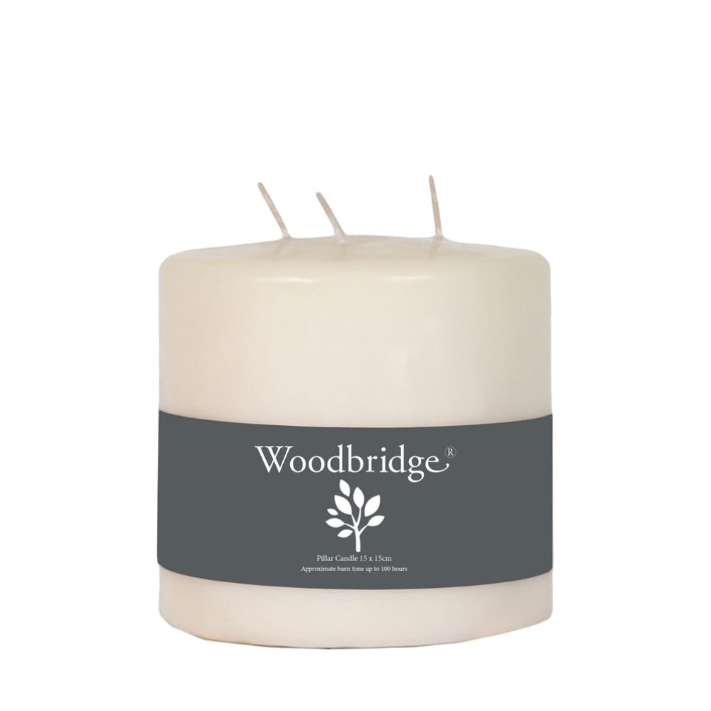 Woodbridge Ivory 3 Wick Pillar Candle 15cm £13.49